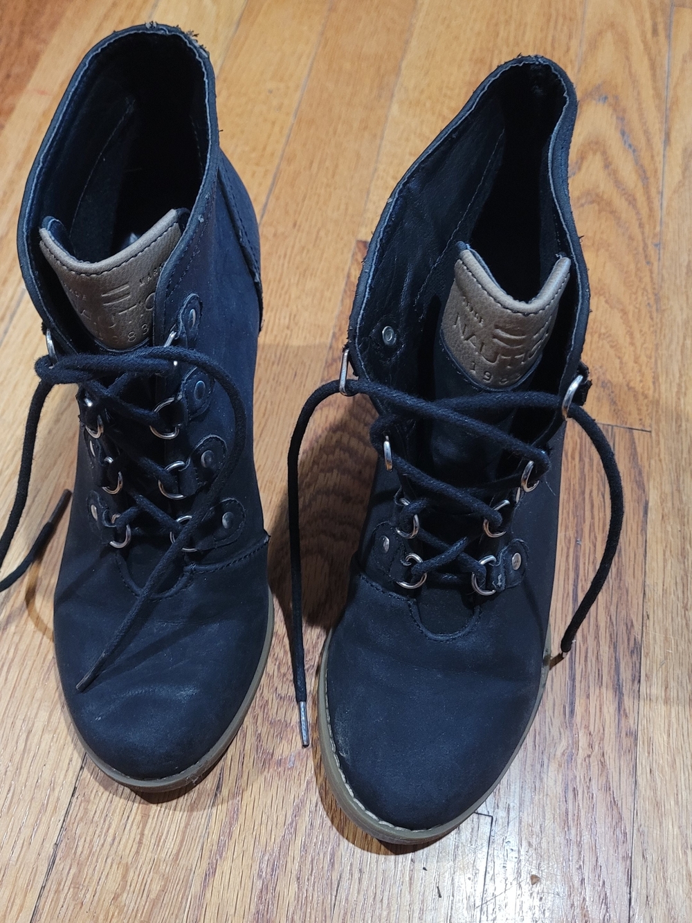 Nautica Black Lace-Up Women's Ankle Boots